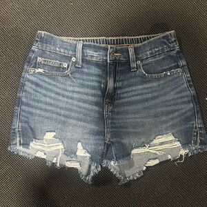 Aerie Blue Distressed Jean Shorts